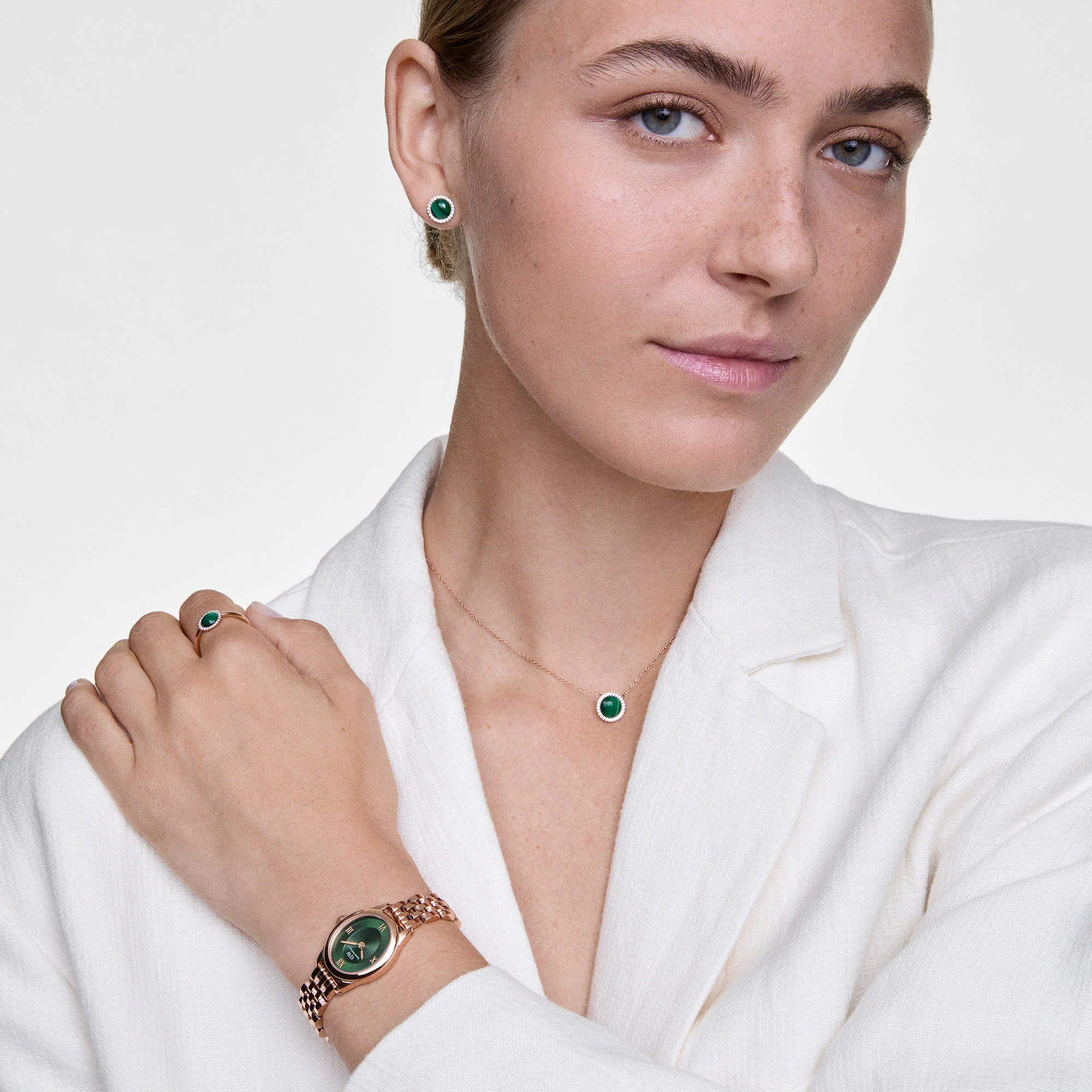 Audrey Earrings Malachite Gold - Image 2