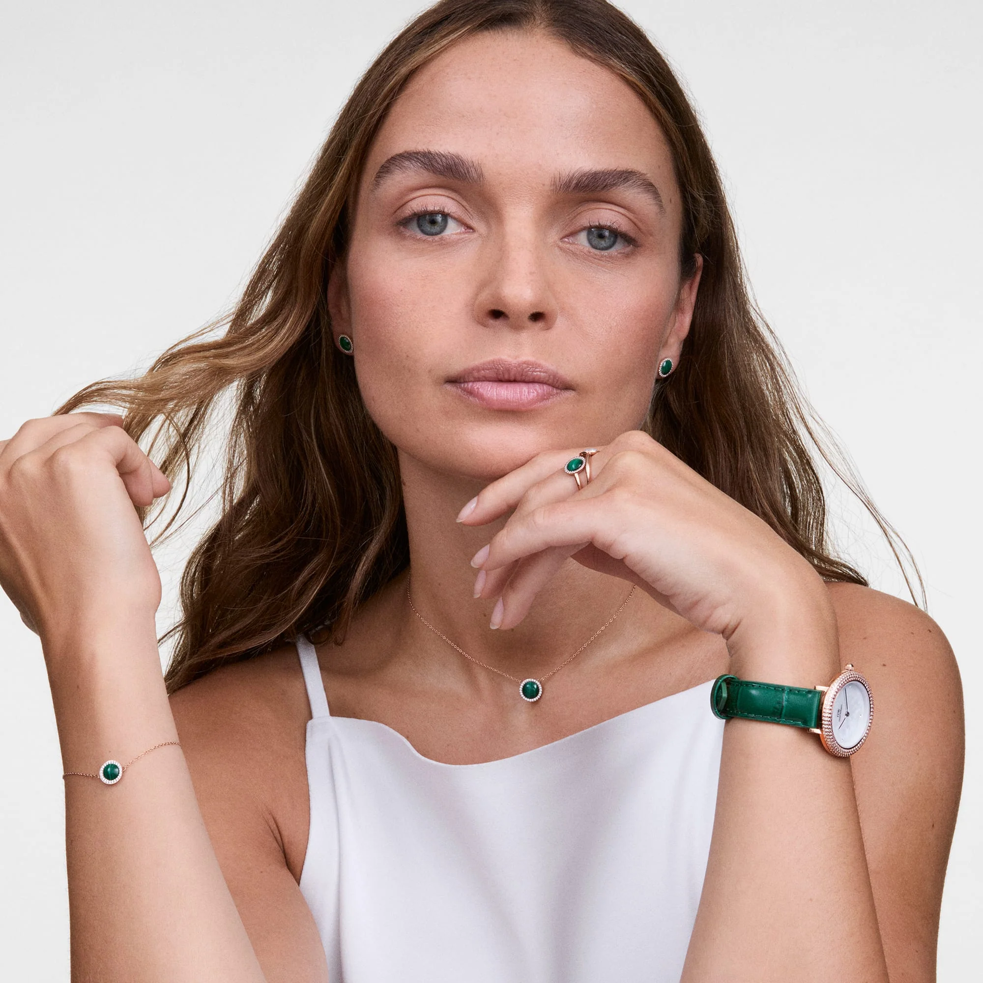 Audrey Necklace Malachite Rose Gold - Image 2