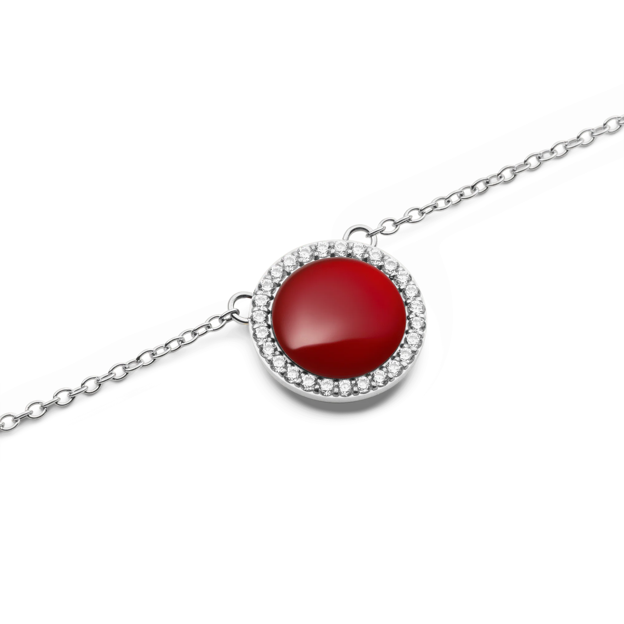 Audrey Necklace Red Agathe Silver - Image 3