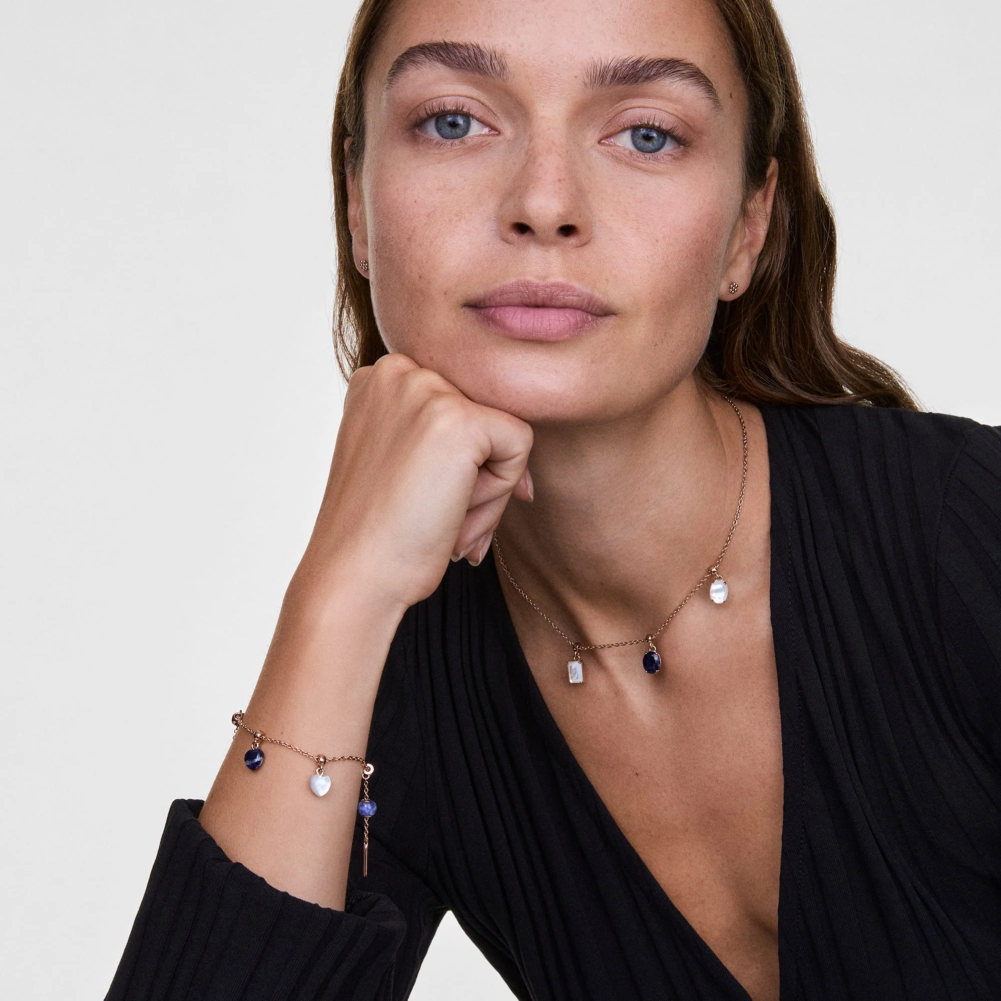Blue Spot Heart Gold Charm - Image 2