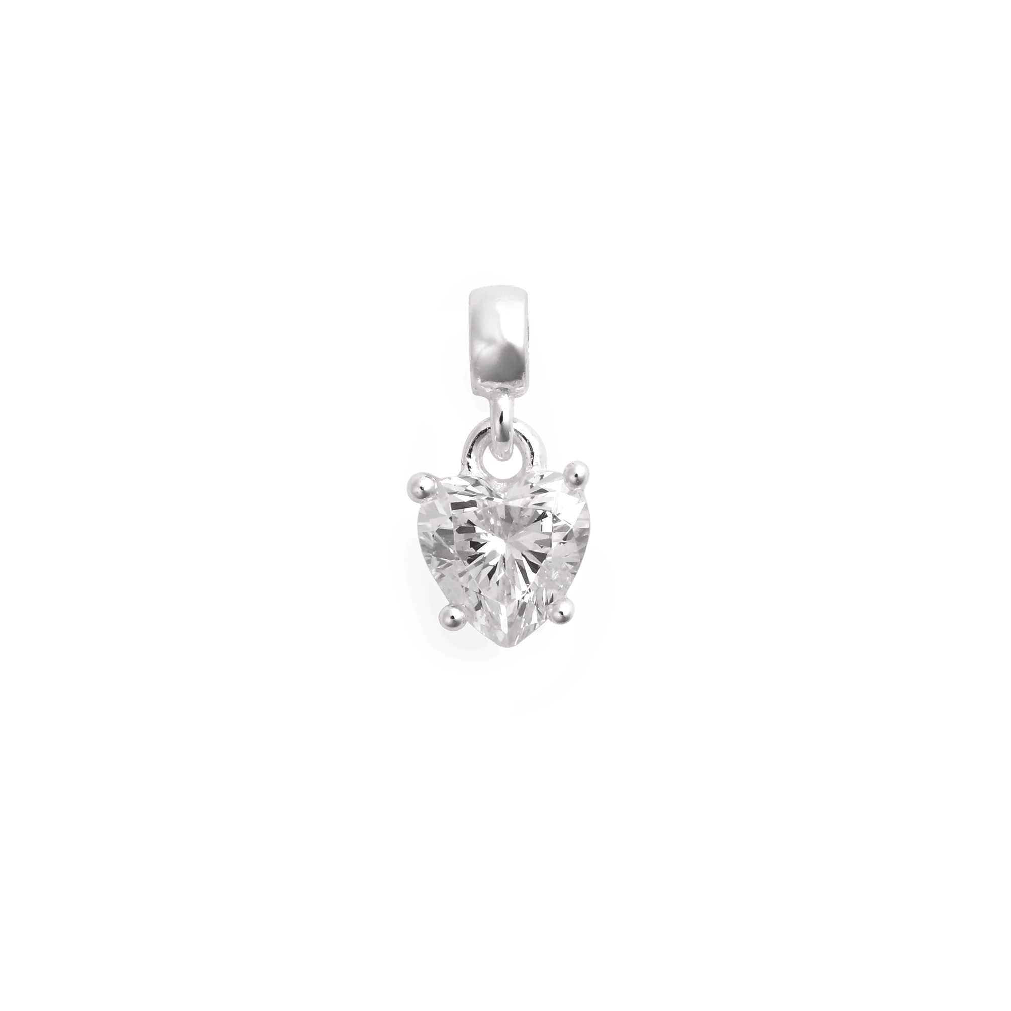 Heart White Crystal Charm S925 Sterling Silver