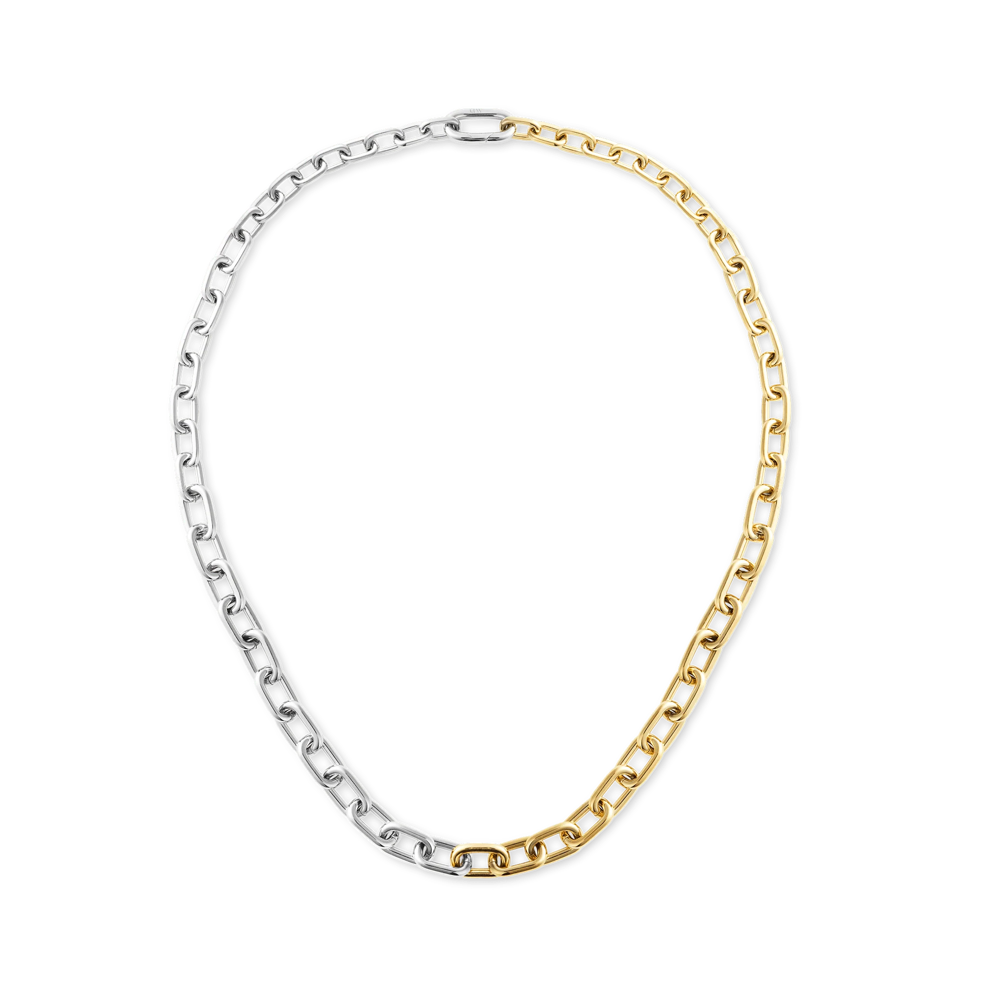 Contrast Link Necklace Two Tone Gold
