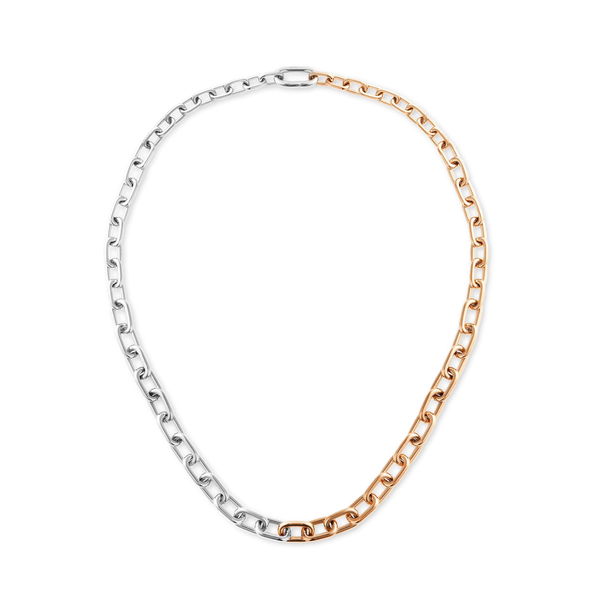 Contrast Link Necklace Two Tone Rose Gold