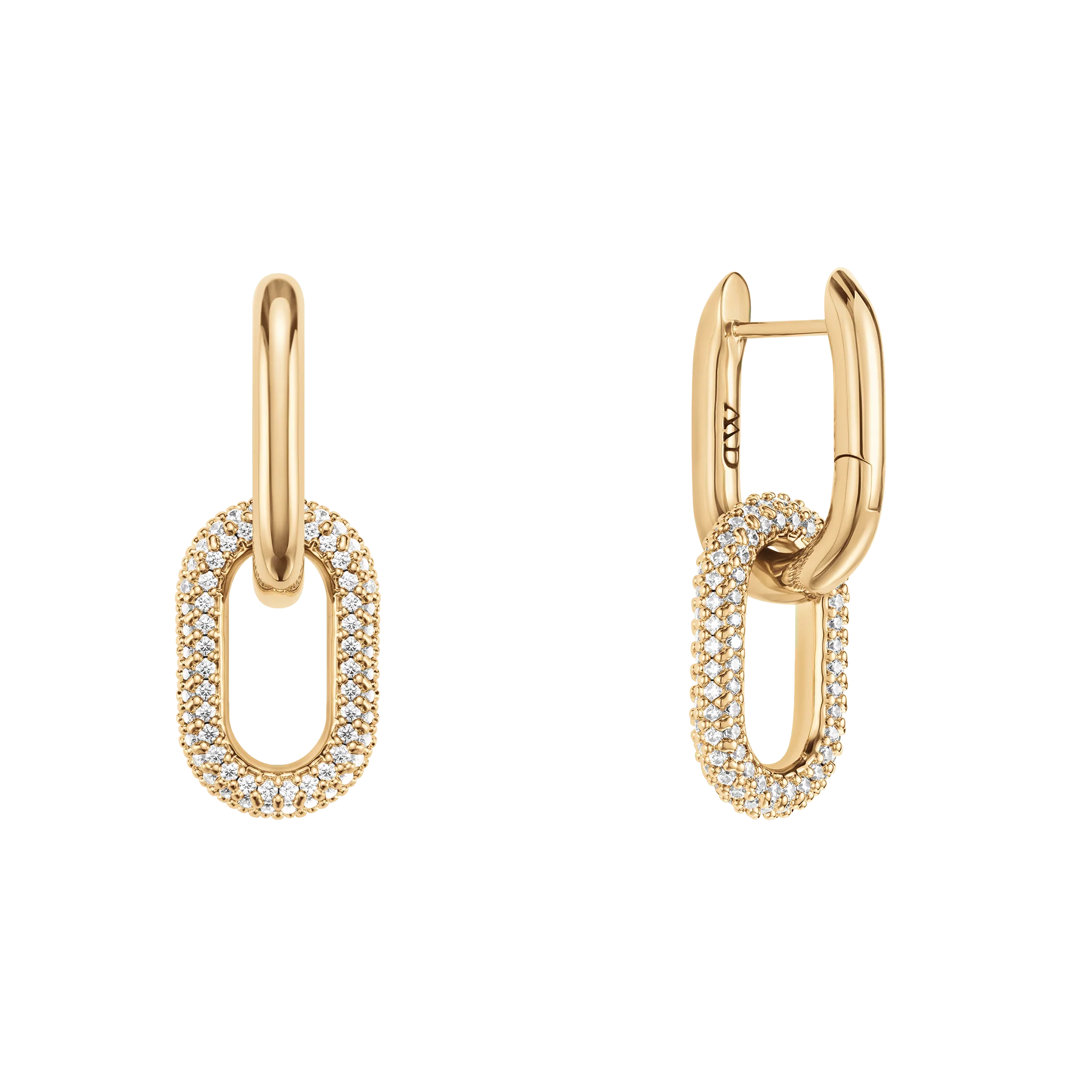 Crystal Link Earrings Gold
