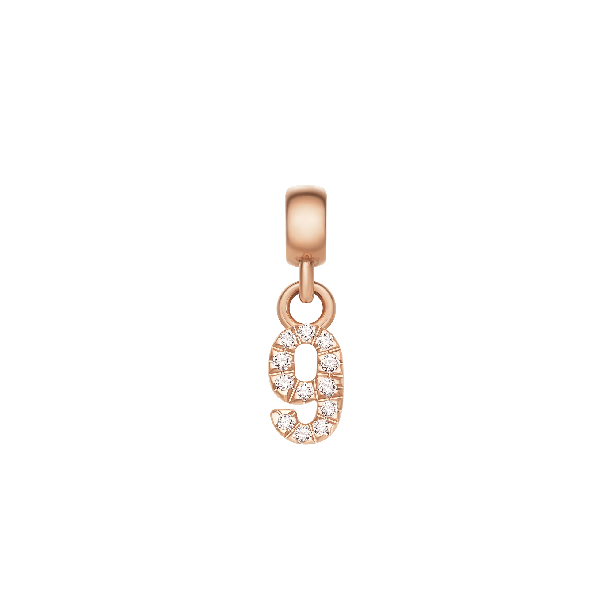 Crystal Number Charm Rose Gold
