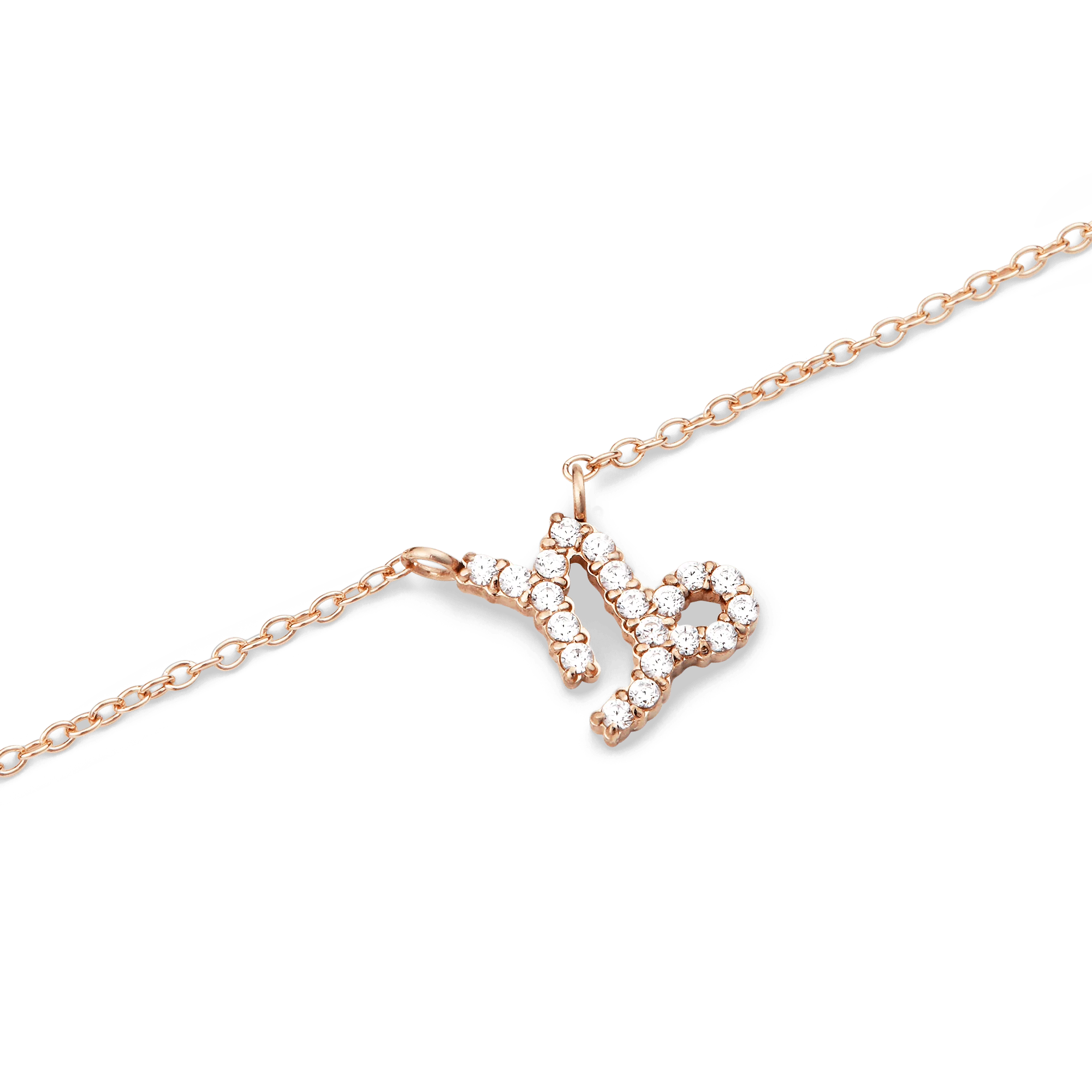 Crystal Zodiac Chain Necklace Rose Gold - Image 5