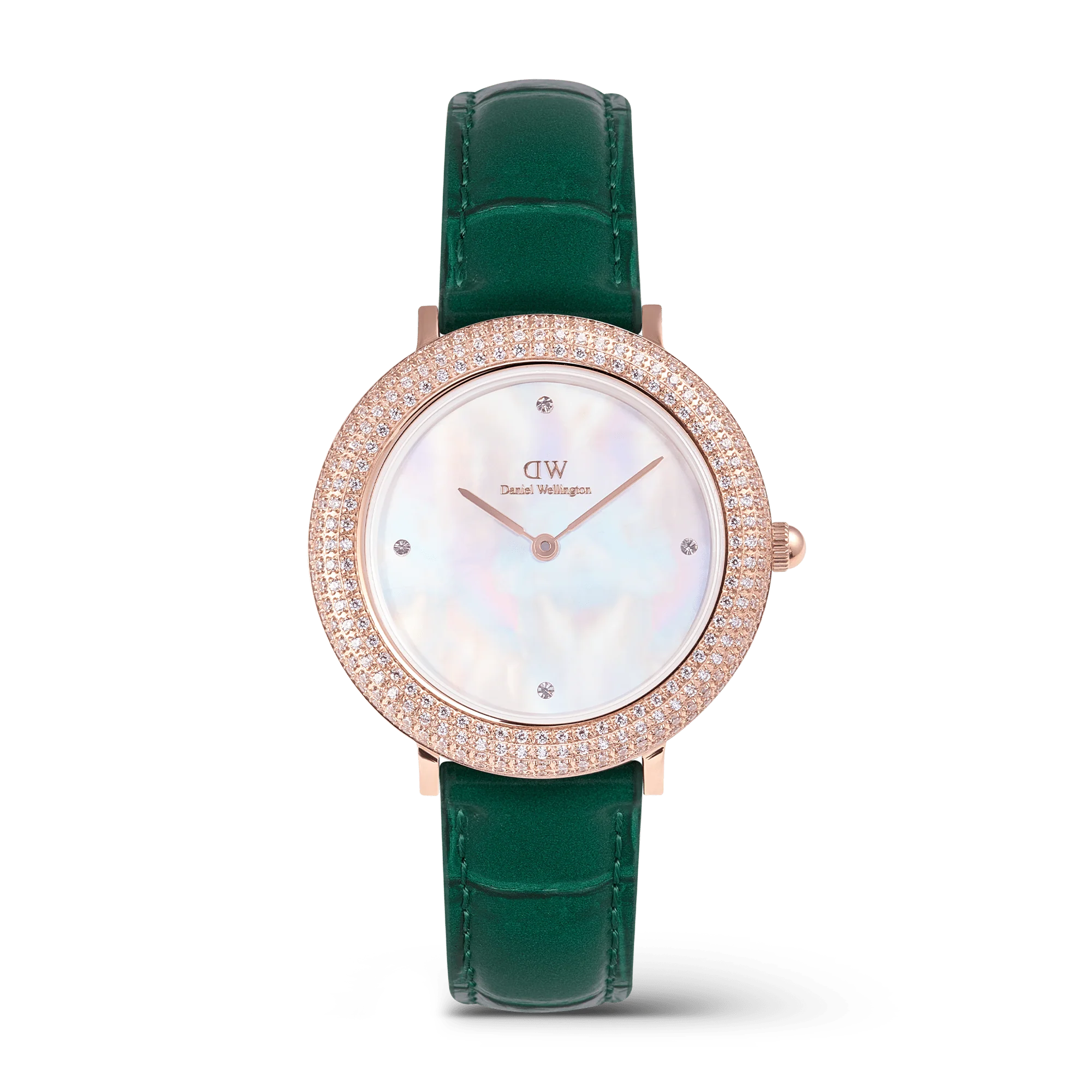 Crystalline Bezel Green Croc Rose Gold