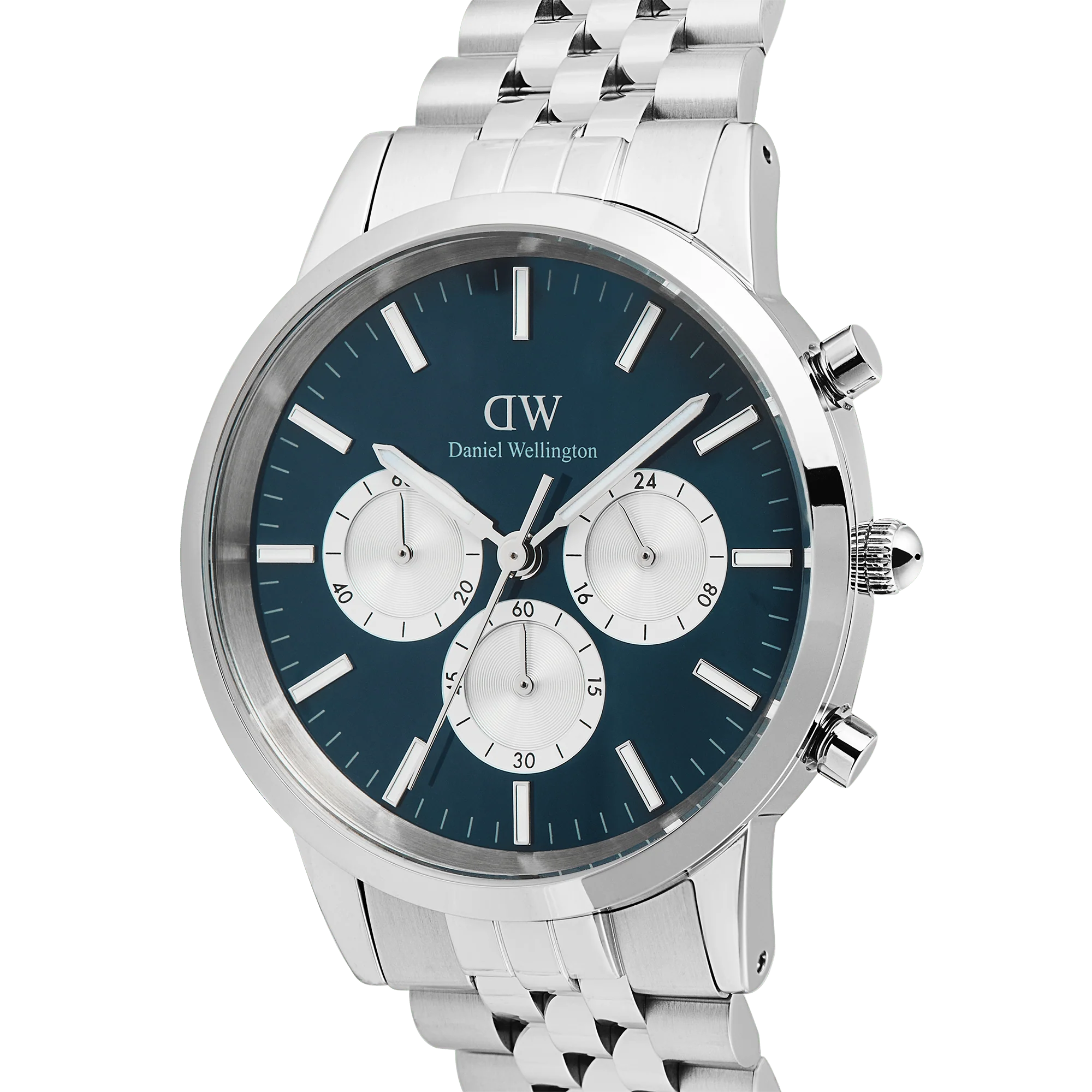 Iconic Chronograph Panda + Ellipse Cuban Chain Bracelet Silver Set - Image 4