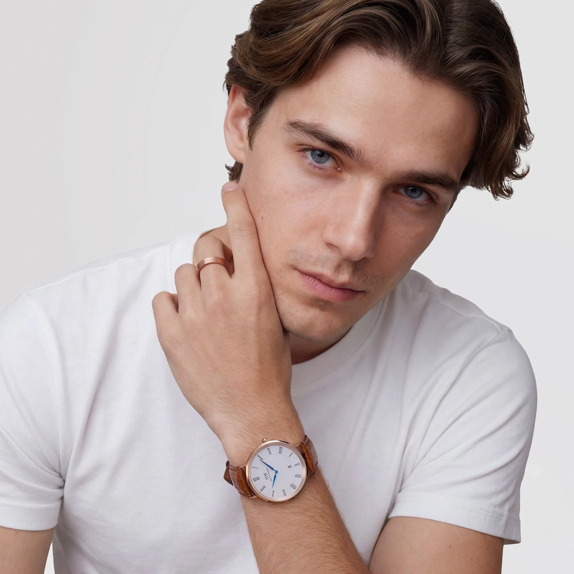Classic Roman Numerals Date Light Brown Croc Belly Rose Gold - Image 2