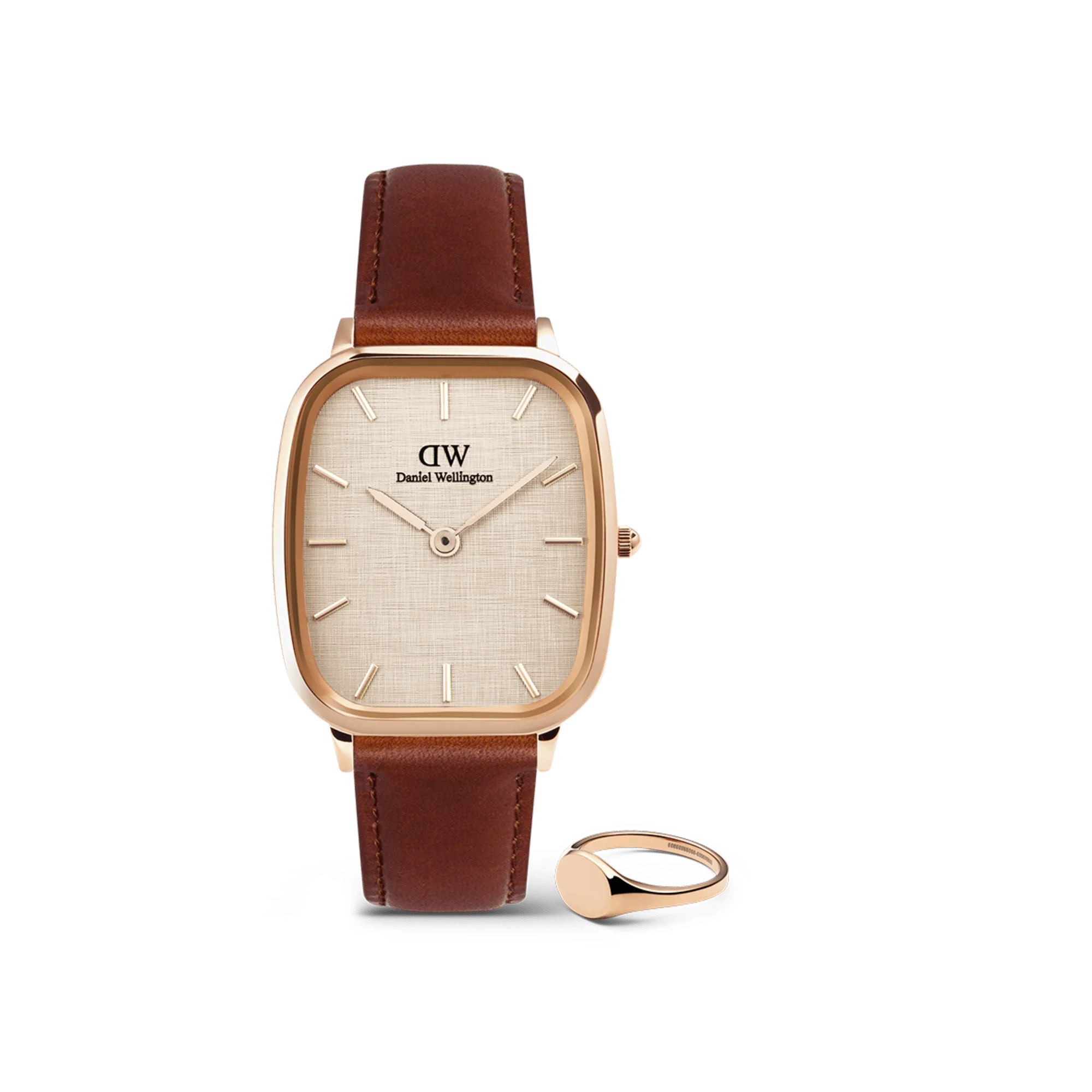 Marlon & Classic Mini Signet Ring Rose Gold Set