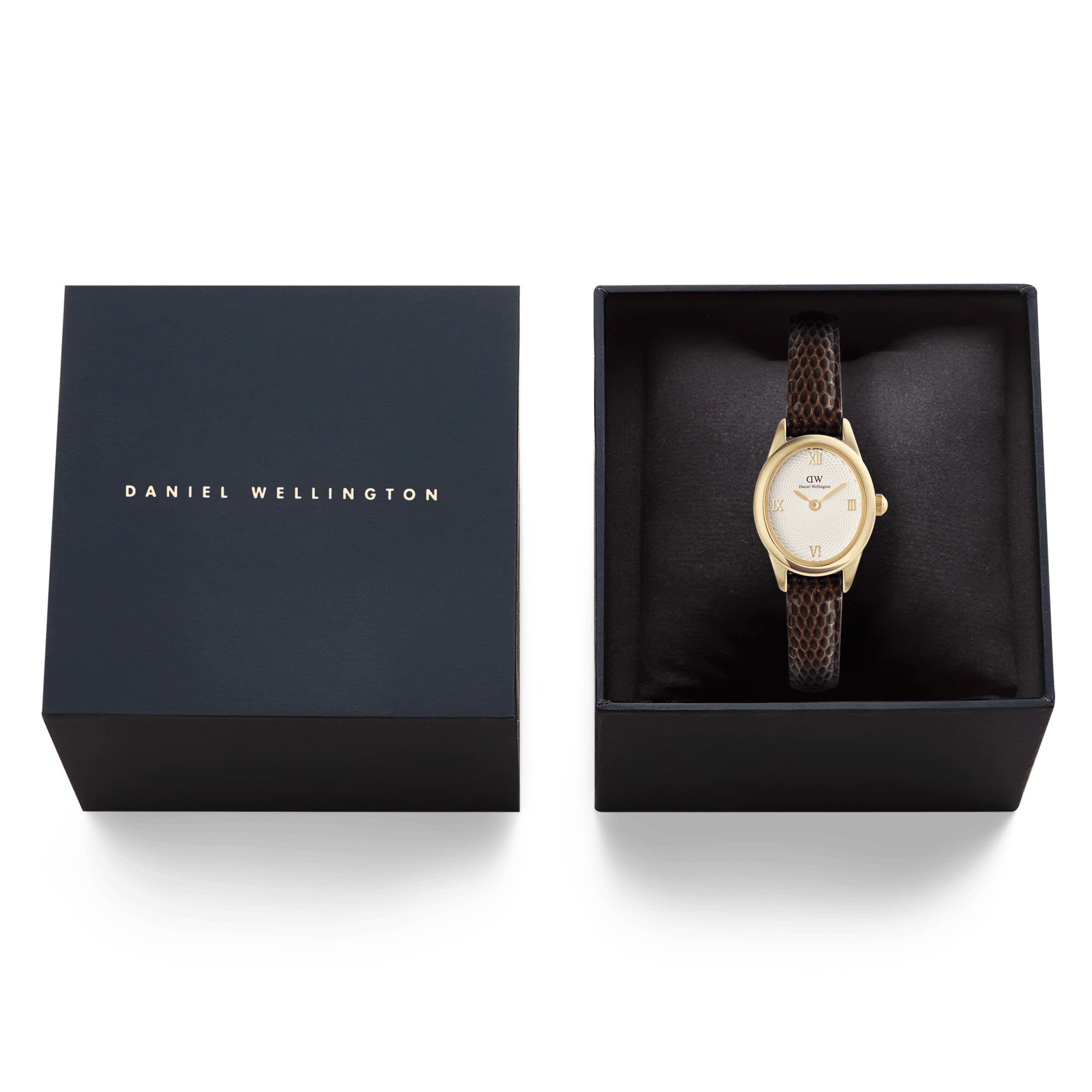 Ophelia Mini Dark Brown Lizard White Guilloché Gold - Image 6