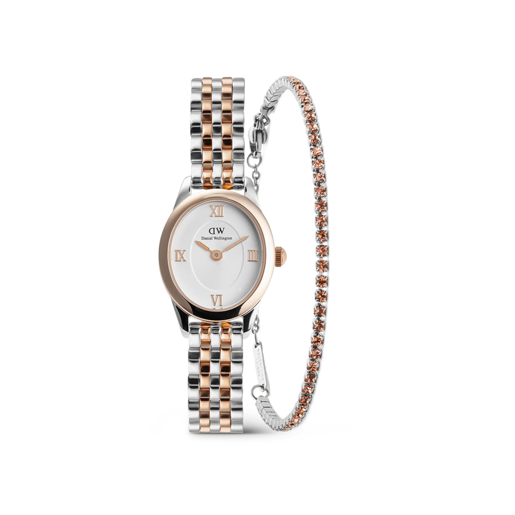 Ophelia Mini & Tennis Bracelet Apricot Silver Set
