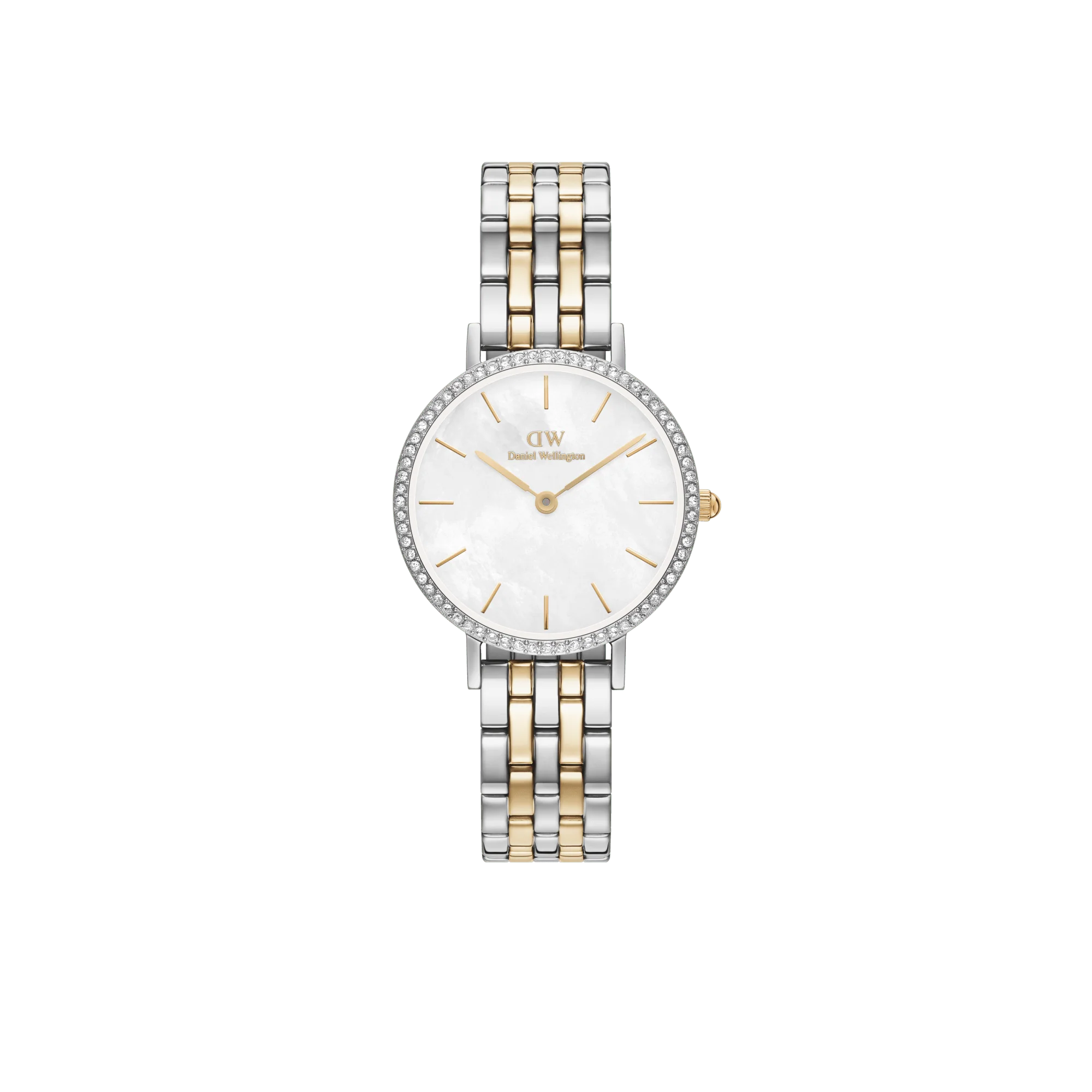 Petite Lumine Bezel 5-Link Two-Tone MOP Silver