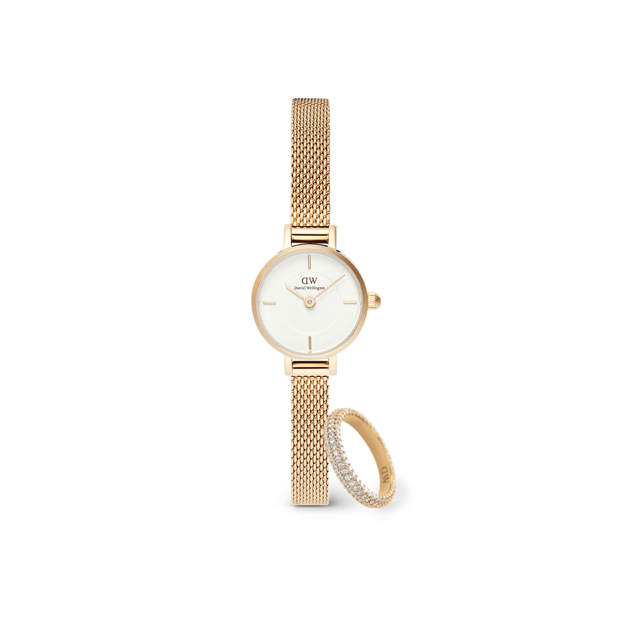 Petite Mini & Pave Crystal Ring Gold Set