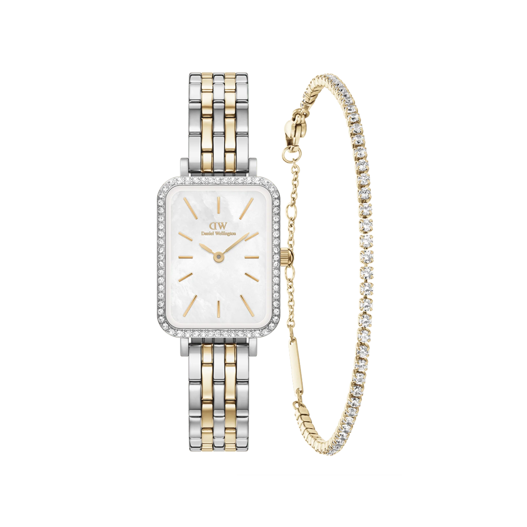 Quadro Two Tone & Tennis Bracelet Gold