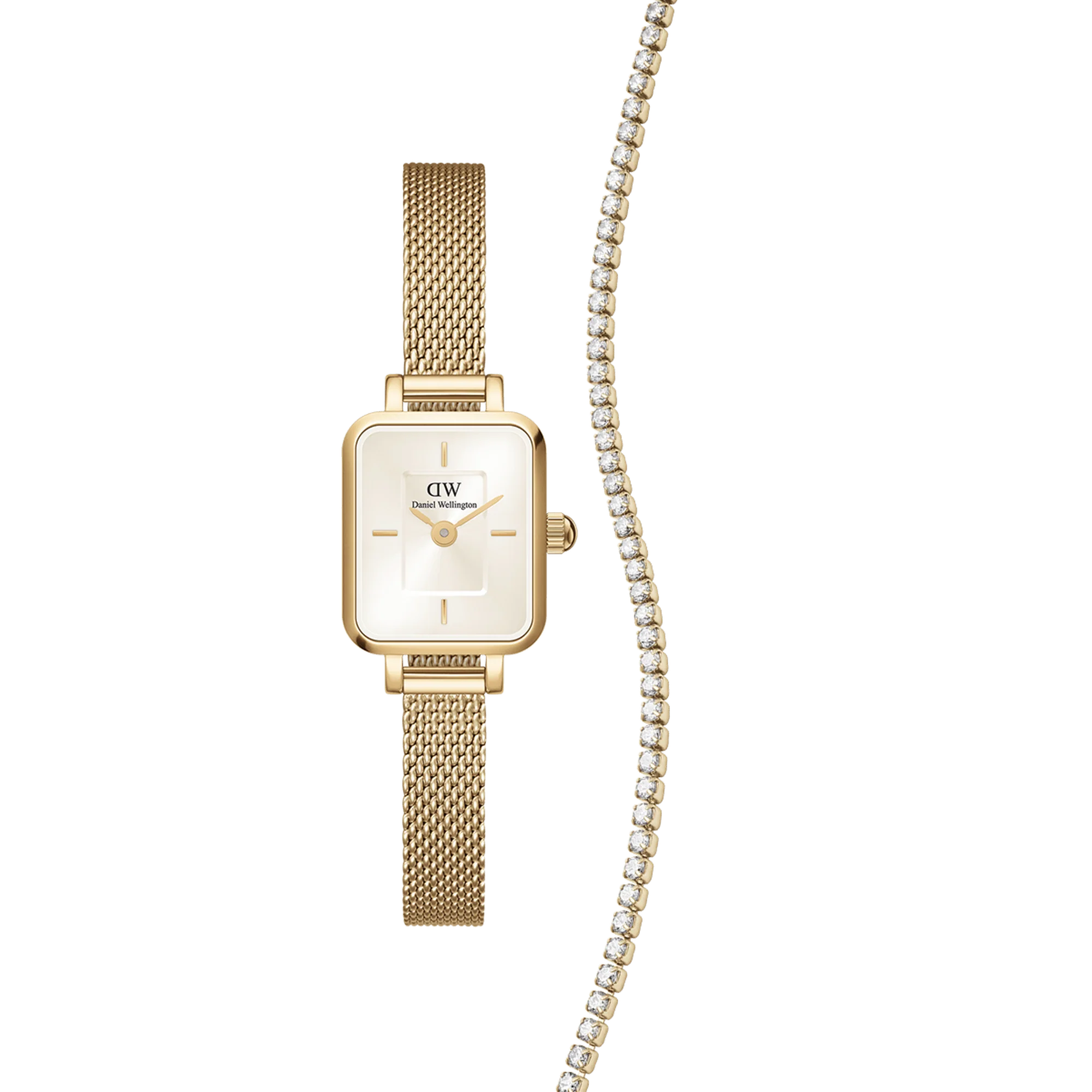Quadro Mini Champagne Evergold + Tennis Necklace