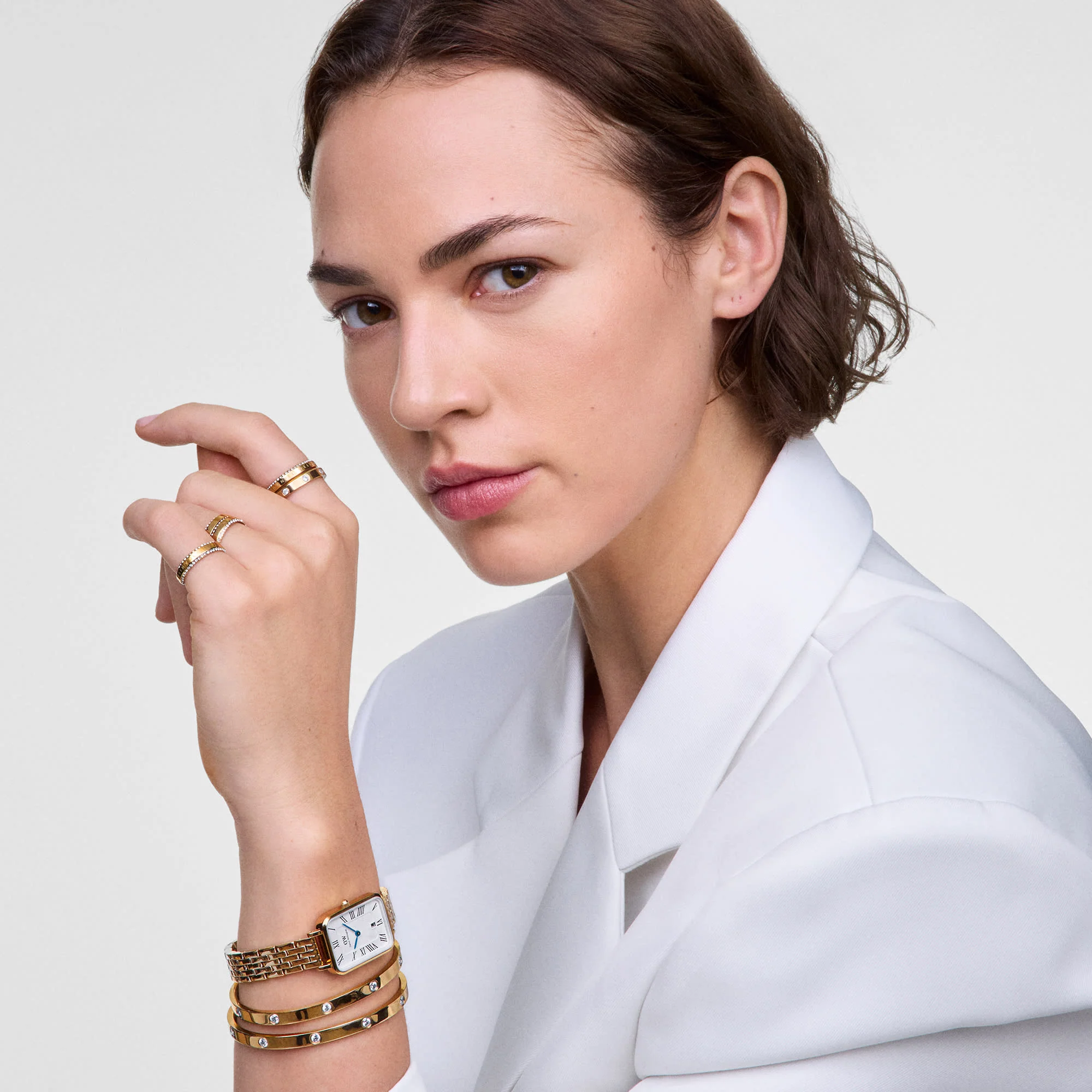 Quadro Roman Numerals Date + Classic Lumine Bracelet Gold Set - Image 2