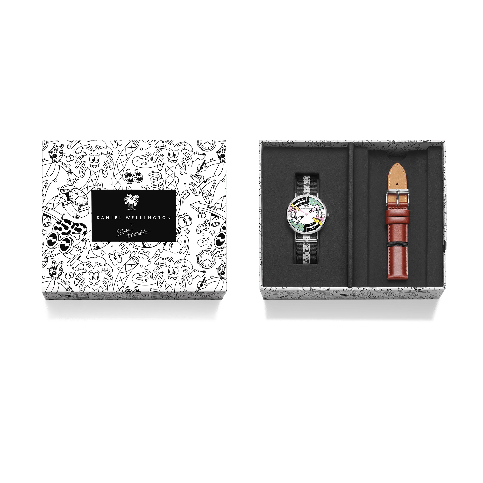 Steven Harrington x DW SET: NATO Multicolor Printed Dial & Strap Silver - Image 8